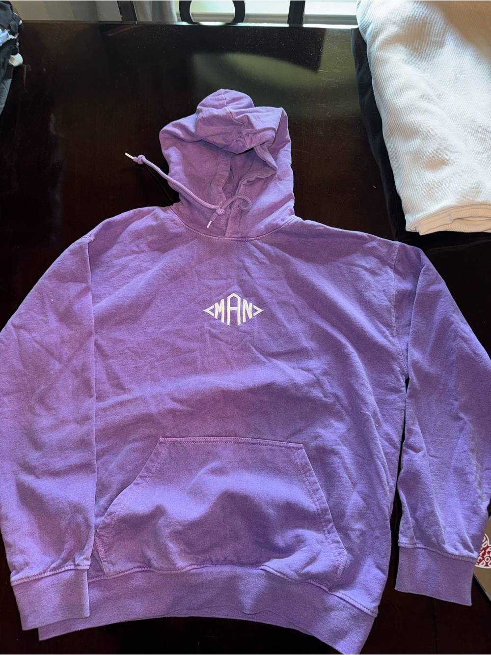 Boohoo Mens Purple Hooded Sweatshirt with White Logo